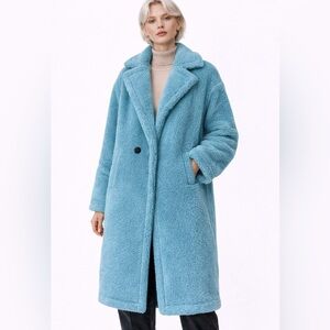ZIAI Drop Shoulder Slant Pocket Teddy Coat
